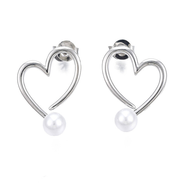 PandaHall Brass Open Heart Stud Earrings with ABS Plastic Pearl for Women, Nickel Free, Real Platinum Plated, 18x13.5mm, Pin: 0.8mm Plastic...
PandaHall Brass Open Heart Stud Earrings with ABS Plastic Pearl for Women, Nickel Free, Real Platinum Plated, 18x13.5mm, Pin: 0.8mm Plastic...