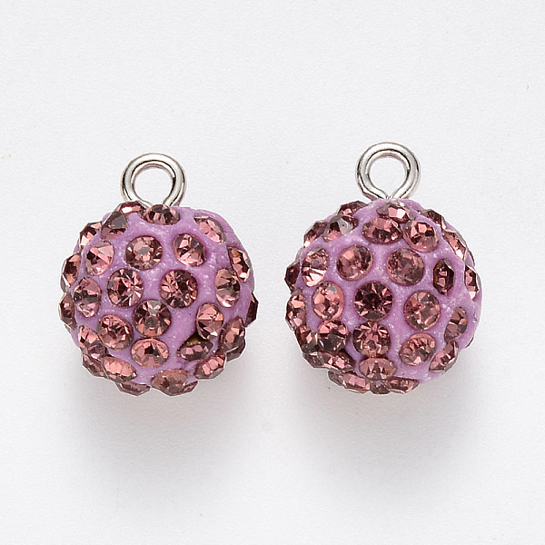 PandaHall Polymer Clay Rhinestone Charms, with Platinum Plated Iron Loop, Round, Pave Disco Ball, Rose, PP16(2.2~2.3mm), 15x12mm, Hole: 2mm..., Pink
PandaHall Polymer Clay Rhinestone Charms, with Platinum Plated Iron Loop, Round, Pave Disco Ball, Rose, PP16(2.2~2.3mm), 15x12mm, Hole: 2mm..., Pink