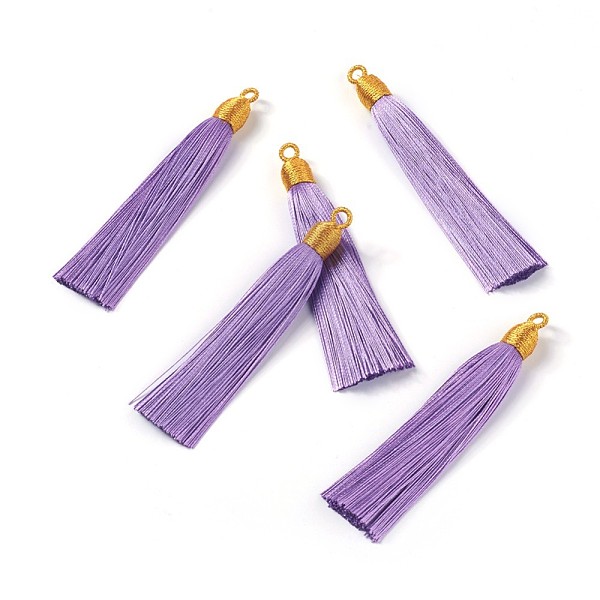 PandaHall Nylon Tassel Big Pendants, with Iron Findings, Golden, Medium Purple, 86x9.5mm, Hole: 3x5mm Nylon Purple
PandaHall Nylon Tassel Big Pendants, with Iron Findings, Golden, Medium Purple, 86x9.5mm, Hole: 3x5mm Nylon Purple