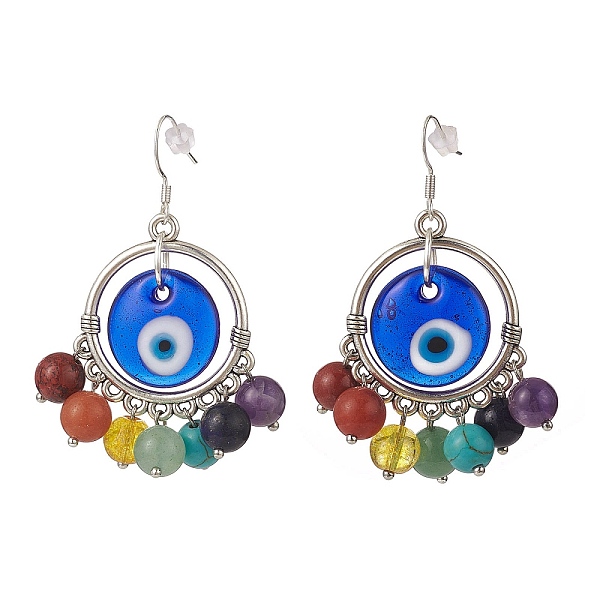 PandaHall Handmade Evil Eye Lampwork Earrings, 7 Chakra Mixed Gemstone Bead Earrings, with 304 Stainless Steel French Earring Hooks, Silver..., Multicolor 
PandaHall Handmade Evil Eye Lampwork Earrings, 7 Chakra Mixed Gemstone Bead Earrings, with 304 Stainless Steel French Earring Hooks, Silver..., Multicolor