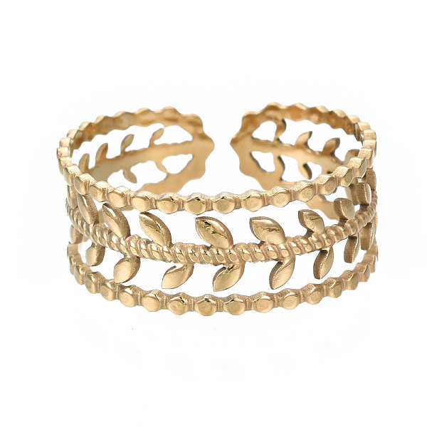 PandaHall 304 Stainless Steel Leaf Open Cuff Ring, Hollow Chunky Ring for Women, Golden, US Size 6 3/4(17.1mm) 304 Stainless Steel
PandaHall 304 Stainless Steel Leaf Open Cuff Ring, Hollow Chunky Ring for Women, Golden, US Size 6 3/4(17.1mm) 304 Stainless Steel