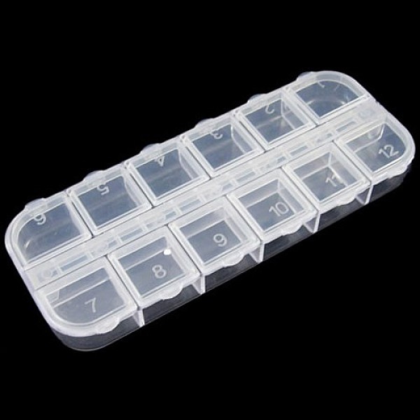 PandaHall Plastic Bead Containers, Flip Top Bead Storage, Jewelry Box for Nail Art Decoration, 12 Compartments, White, 13x5x1.5cm Plastic..., Clear
PandaHall Plastic Bead Containers, Flip Top Bead Storage, Jewelry Box for Nail Art Decoration, 12 Compartments, White, 13x5x1.5cm Plastic..., Clear