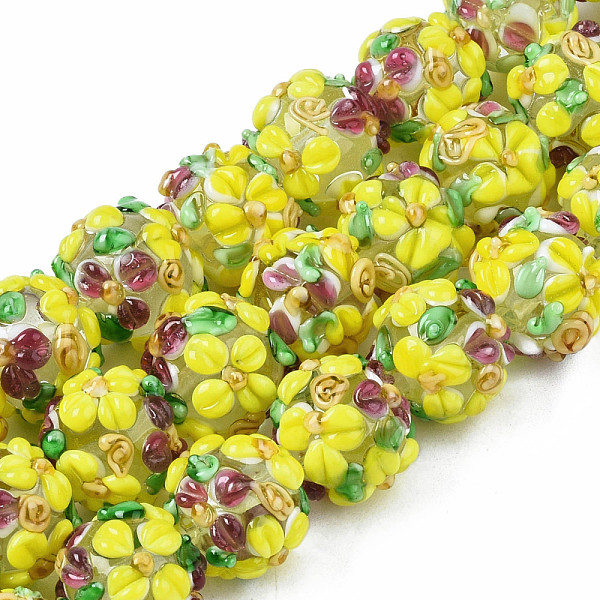PandaHall Handmade Lampwork Beads Strands, Bumpy, Round with Flower, Yellow, 12~13x11~12mm, Hole: 1mm, about 45pcs/strand, 19.29 inch(49cm)...
PandaHall Handmade Lampwork Beads Strands, Bumpy, Round with Flower, Yellow, 12~13x11~12mm, Hole: 1mm, about 45pcs/strand, 19.29 inch(49cm)...