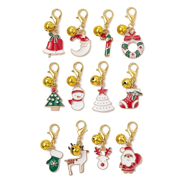 PandaHall Christmas Alloy Enamel Pendants Decorations, with Alloy Lobster Claw Clasps and Brass Bell Charm, Mixed Shapes, Mixed Color..., Multicolor
PandaHall Christmas Alloy Enamel Pendants Decorations, with Alloy Lobster Claw Clasps and Brass Bell Charm, Mixed Shapes, Mixed Color..., Multicolor