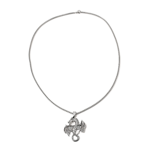 PandaHall Alloy Dragon Pendant Necklace with 201 Stainless Steel Box Chains, Antique Silver, 23.70 inch(60.2cm) 201 Stainless Steel Dragon
PandaHall Alloy Dragon Pendant Necklace with 201 Stainless Steel Box Chains, Antique Silver, 23.70 inch(60.2cm) 201 Stainless Steel Dragon