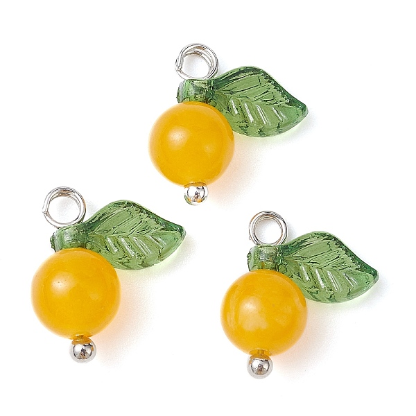 PandaHall Natural Dyed White Jade Fruit Charms, with Acrylic Leaf and Platinum Plated Brass Loops, Gold, 13x12x6mm, Hole: 2mm White Jade...
PandaHall Natural Dyed White Jade Fruit Charms, with Acrylic Leaf and Platinum Plated Brass Loops, Gold, 13x12x6mm, Hole: 2mm White Jade...