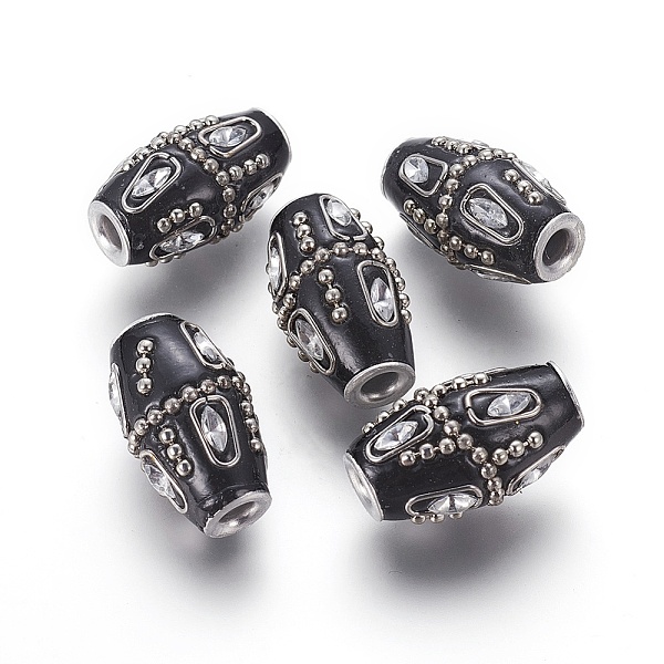 PandaHall Handmade Indonesia Beads, with Rhinestone and Brass Findings, Rice, Platinum, Black, 27x16mm, Hole: 4.2mm Polymer Clay Rice Black
PandaHall Handmade Indonesia Beads, with Rhinestone and Brass Findings, Rice, Platinum, Black, 27x16mm, Hole: 4.2mm Polymer Clay Rice Black