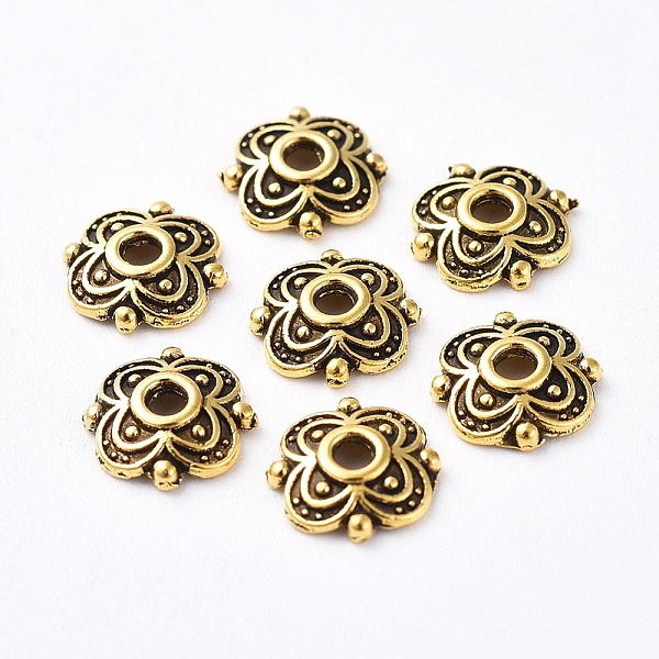 PandaHall 4-Petal Tibetan Style Alloy Flower Bead Caps, Cadmium Free & Nickel Free & Lead Free, Antique Golden, 8x8x2mm, Hole: 2mm Alloy
PandaHall 4-Petal Tibetan Style Alloy Flower Bead Caps, Cadmium Free & Nickel Free & Lead Free, Antique Golden, 8x8x2mm, Hole: 2mm Alloy