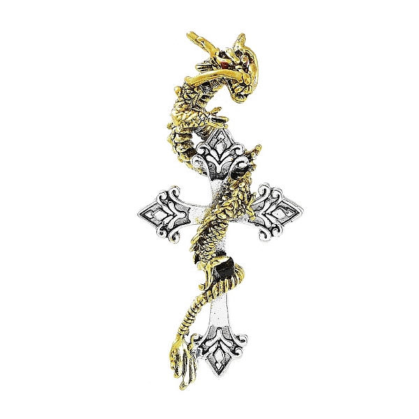 PandaHall Dragon with Cross Rhinestone Brooch Pins, Alloy Badge for Unisex, Antique Silver, 83x39x17mm Alloy+Rhinestone Dragon
PandaHall Dragon with Cross Rhinestone Brooch Pins, Alloy Badge for Unisex, Antique Silver, 83x39x17mm Alloy+Rhinestone Dragon