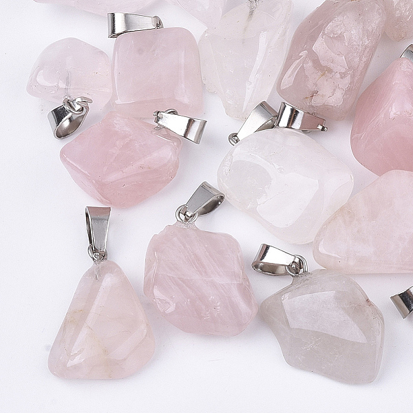 PandaHall Natural Rose Quartz Pendants, with Stainless Steel Snap On Bails, Nuggets, 15~35x10~20x5~15mm, Hole: 3x7.5mm Rose Quartz Nuggets
PandaHall Natural Rose Quartz Pendants, with Stainless Steel Snap On Bails, Nuggets, 15~35x10~20x5~15mm, Hole: 3x7.5mm Rose Quartz Nuggets