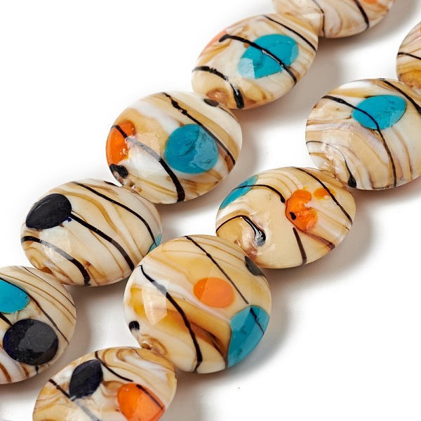 PandaHall Handmade Lampwork Beads Strand, Flat Round with Flower, Sandy Brown, 20x10mm, Hole: 1.2mm, about 18pcs/strand, 13.78 inch(35cm)...
PandaHall Handmade Lampwork Beads Strand, Flat Round with Flower, Sandy Brown, 20x10mm, Hole: 1.2mm, about 18pcs/strand, 13.78 inch(35cm)...