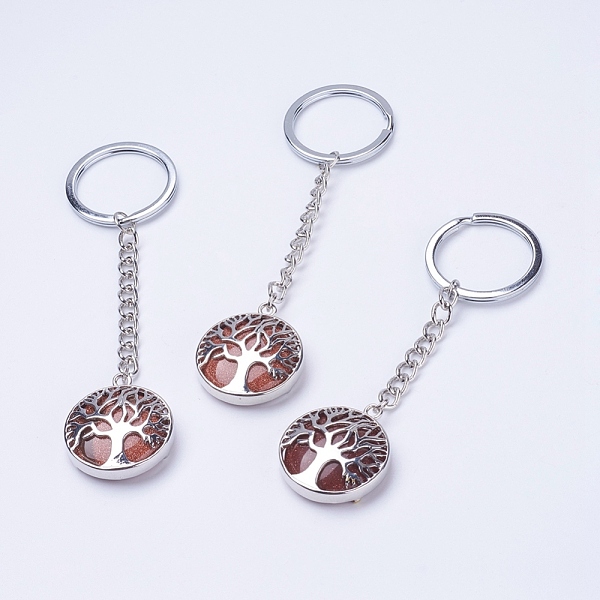 PandaHall Synthetic Goldstone Keychain, with Iron Key Rings, Iron Chain and Brass Finding, Flat Round with Tree of Life, 100~120mm, Pendant...
PandaHall Synthetic Goldstone Keychain, with Iron Key Rings, Iron Chain and Brass Finding, Flat Round with Tree of Life, 100~120mm, Pendant...