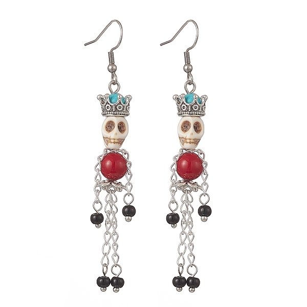 PandaHall Synthetic Turquoise & Natural Mashan Jade Skeleton Dangle Earrings, 304 Stainless Steel Chain Tassel Earrings for Halloween...
PandaHall Synthetic Turquoise & Natural Mashan Jade Skeleton Dangle Earrings, 304 Stainless Steel Chain Tassel Earrings for Halloween...