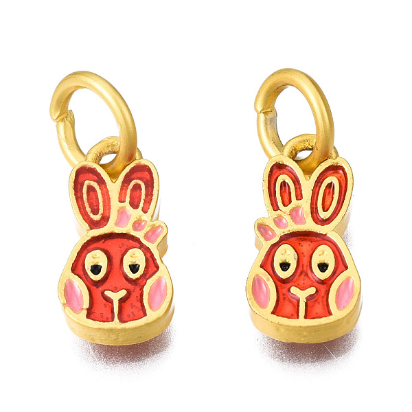 PandaHall Alloy Enamel Charms, with Jump Rings, Matte Gold Color, Cadmium Free & Lead Free, Rabbit, Red, 12.5x6x2mm, Jump Ring: 6x1mm, 4mm...
PandaHall Alloy Enamel Charms, with Jump Rings, Matte Gold Color, Cadmium Free & Lead Free, Rabbit, Red, 12.5x6x2mm, Jump Ring: 6x1mm, 4mm...