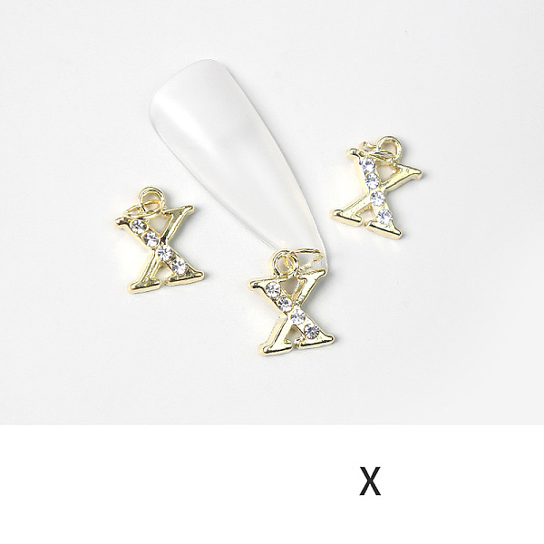 PandaHall Alloy Rhinestone Cabochons, Nail Art Decoration Accessories, with Jump Ring, Letter, Golden, Letter.X, 11~14x5~12mm..., Clear
PandaHall Alloy Rhinestone Cabochons, Nail Art Decoration Accessories, with Jump Ring, Letter, Golden, Letter.X, 11~14x5~12mm..., Clear