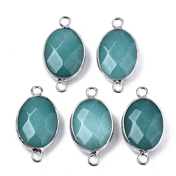 PandaHall Natural White Jade Links/Connectors, Platinum Tone Brass Edge, Faceted Oval, Dark Cyan, 27.5x14~15x6mm, Hole: 2mm White Jade Oval
PandaHall Natural White Jade Links/Connectors, Platinum Tone Brass Edge, Faceted Oval, Dark Cyan, 27.5x14~15x6mm, Hole: 2mm White Jade Oval