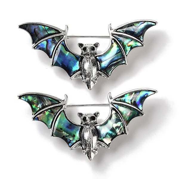 PandaHall Tibetan Style Alloy Bat Brooches, with Natural Paua Shell and Rhinestone, Antique Silver, 31.5x65x11mm Alloy Bat
PandaHall Tibetan Style Alloy Bat Brooches, with Natural Paua Shell and Rhinestone, Antique Silver, 31.5x65x11mm Alloy Bat