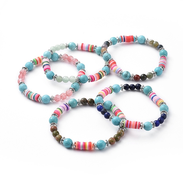 PandaHall Stretch Bracelets, with Natural & Synthetic Gemstone Beads, Polymer Clay Heishi Beads and Alloy Spacer Beads, 2-1/8 inch(5.4cm)...
PandaHall Stretch Bracelets, with Natural & Synthetic Gemstone Beads, Polymer Clay Heishi Beads and Alloy Spacer Beads, 2-1/8 inch(5.4cm)...