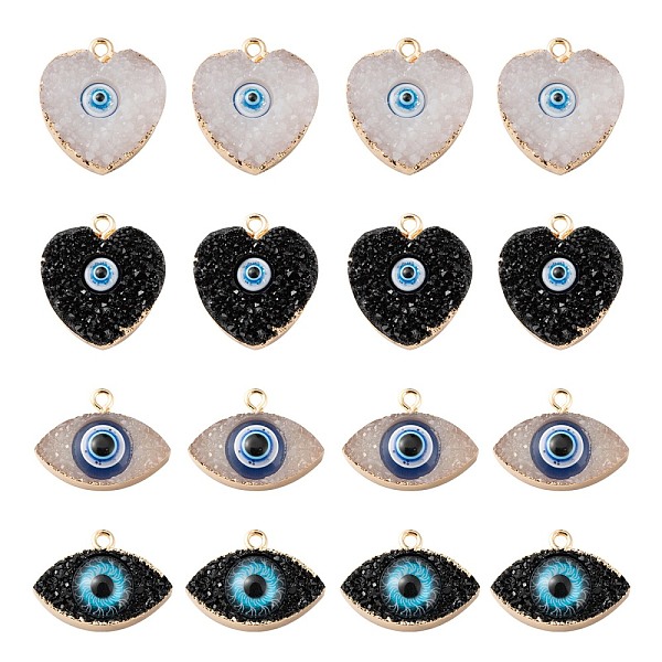 PandaHall 16Pcs 2 Style Druzy Resin Pendants, with Edge Light Gold Plated Iron Loops, Evil Eye & Heart with Evil Eye, Mixed Color..., Multicolor
PandaHall 16Pcs 2 Style Druzy Resin Pendants, with Edge Light Gold Plated Iron Loops, Evil Eye & Heart with Evil Eye, Mixed Color..., Multicolor