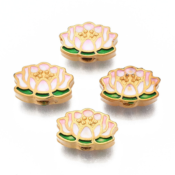 PandaHall Rack Plating Alloy Enamel Beads, Cadmium Free & Lead Free, Matte Gold Color, Lotus, Pink, 8x12x6mm, Hole: 1.8mm Alloy+Enamel...
PandaHall Rack Plating Alloy Enamel Beads, Cadmium Free & Lead Free, Matte Gold Color, Lotus, Pink, 8x12x6mm, Hole: 1.8mm Alloy+Enamel...