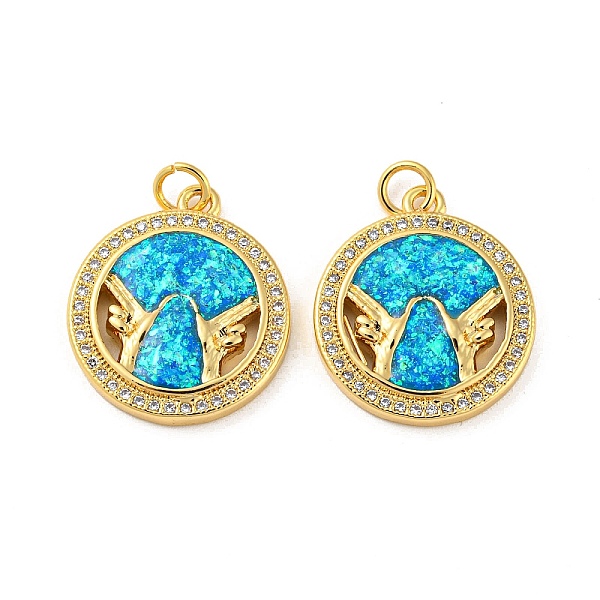 PandaHall Brass Micro Pave Cubic Zirconia with Synthetic Opal Pendants, with Jump Ring, Flat Round with Gesture , Real 18K Gold Plated...
PandaHall Brass Micro Pave Cubic Zirconia with Synthetic Opal Pendants, with Jump Ring, Flat Round with Gesture , Real 18K Gold Plated...