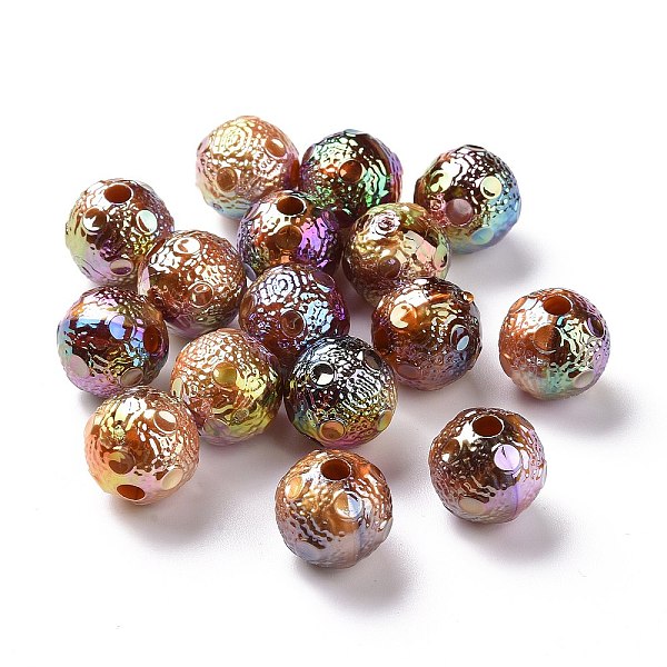 PandaHall UV Plating Rainbow Iridescent Acrylic Beads, with Gold Foil, Textured, Round, Sienna, 16x15mm, Hole: 4mm Acrylic Round Brown
PandaHall UV Plating Rainbow Iridescent Acrylic Beads, with Gold Foil, Textured, Round, Sienna, 16x15mm, Hole: 4mm Acrylic Round Brown