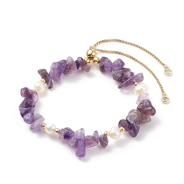 PandaHall Natural Amethyst Chips & Pearl Beaded Slider Bracelet, Gemstone Jewelry for Women, Golden, Inner Diameter: 2-1/8~3-1/4 inch...
PandaHall Natural Amethyst Chips & Pearl Beaded Slider Bracelet, Gemstone Jewelry for Women, Golden, Inner Diameter: 2-1/8~3-1/4 inch...