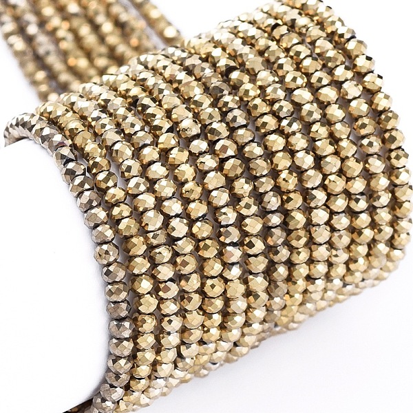 PandaHall Electroplate Glass Beads Strands, Full Plated, Faceted, Rondelle, Light Gold Plated, 2x1.5mm, Hole: 0.6mm, about 220~230pcs/Strand...
PandaHall Electroplate Glass Beads Strands, Full Plated, Faceted, Rondelle, Light Gold Plated, 2x1.5mm, Hole: 0.6mm, about 220~230pcs/Strand...