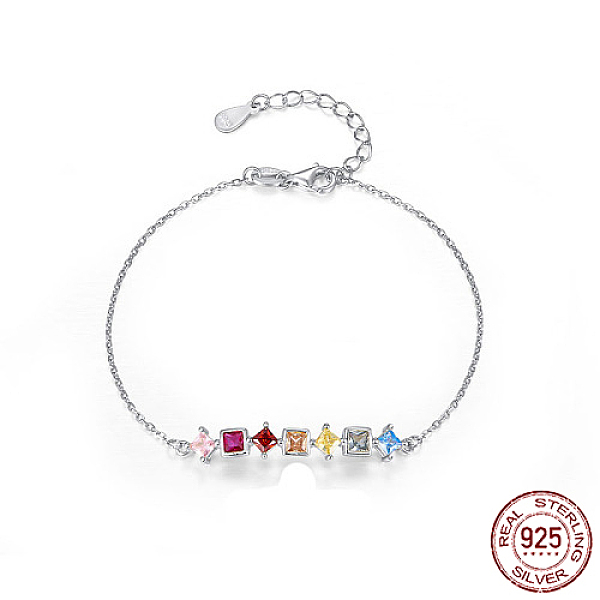PandaHall Rhodium Plated 925 Sterling Silver Rectangle Link Bracelet, with Colorful Cubic Zirconia, with S925 Stamp, Platinum, 6-3/4 inch...
PandaHall Rhodium Plated 925 Sterling Silver Rectangle Link Bracelet, with Colorful Cubic Zirconia, with S925 Stamp, Platinum, 6-3/4 inch...