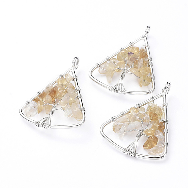 PandaHall Long-Lasting Plated Brass Pendants, Wire Wrapped Pendants, with Natural Citrine Chips, Triangle with Tree, Platinum...
PandaHall Long-Lasting Plated Brass Pendants, Wire Wrapped Pendants, with Natural Citrine Chips, Triangle with Tree, Platinum...