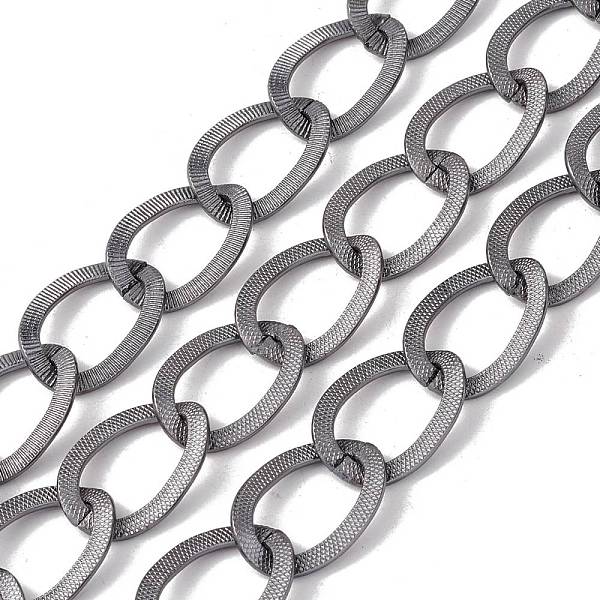 PandaHall Oval Oxidation Aluminum Curb Chains, Texture, Unwelded, with Spool, Gunmetal, Link: 24.5x18.5x1mm, about 10m/roll Aluminum
PandaHall Oval Oxidation Aluminum Curb Chains, Texture, Unwelded, with Spool, Gunmetal, Link: 24.5x18.5x1mm, about 10m/roll Aluminum