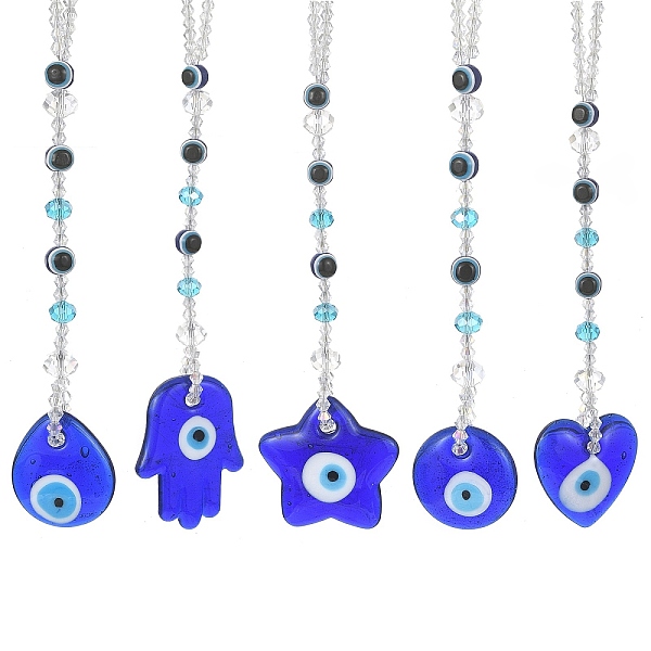 PandaHall Handmade Evil Eye Lampwork Pendant Decoration, with Glass Beads and Zinc Alloy Lobster Claw Clasps, Teardrop/Star/Heart/Flat..., Blue
PandaHall Handmade Evil Eye Lampwork Pendant Decoration, with Glass Beads and Zinc Alloy Lobster Claw Clasps, Teardrop/Star/Heart/Flat..., Blue