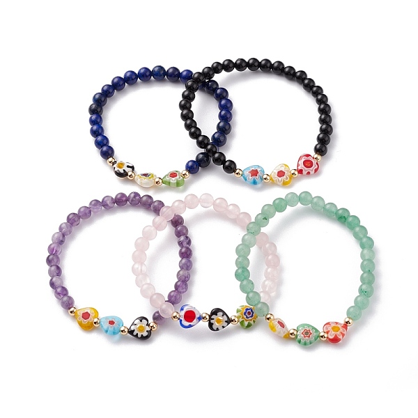 PandaHall Natural Mixed Gemstone Beaded Bracelets, with Handmade Millefiori Glass Bead, Mixed Color, Inner Diameter: 2-1/2 inch(6.3cm) Mixed..., Multicolor
PandaHall Natural Mixed Gemstone Beaded Bracelets, with Handmade Millefiori Glass Bead, Mixed Color, Inner Diameter: 2-1/2 inch(6.3cm) Mixed..., Multicolor