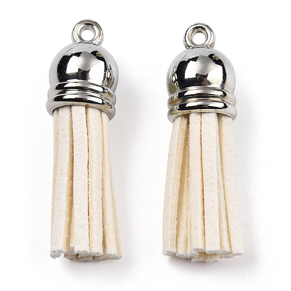 PandaHall Faux Suede Tassel Pendant Decorations, with CCB Plastic Cord Ends, Platinum, Blanched Almond, 33~35x10mm, Hole: 2.5mm Faux Suede
PandaHall Faux Suede Tassel Pendant Decorations, with CCB Plastic Cord Ends, Platinum, Blanched Almond, 33~35x10mm, Hole: 2.5mm Faux Suede