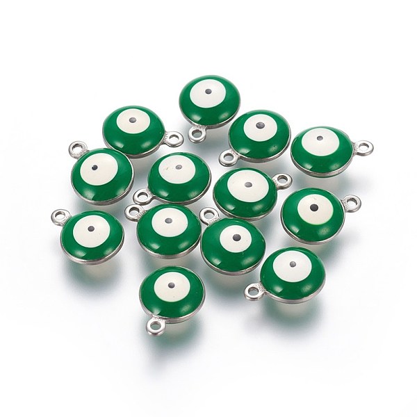 PandaHall 304 Stainless Steel Enamel Charms, Flat Round with Evil Eye, Stainless Steel Color, Green, 8.5x6x3.5mm, Hole: 1.2mm Stainless...
PandaHall 304 Stainless Steel Enamel Charms, Flat Round with Evil Eye, Stainless Steel Color, Green, 8.5x6x3.5mm, Hole: 1.2mm Stainless...