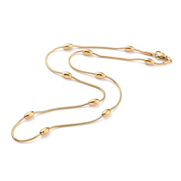 PandaHall 304 Stainless Steel Round Snake Chain Necklaces, with Oval Beads and Lobster Claw Clasps, Golden, 16.92 inch(43cm), 1mm 304...
PandaHall 304 Stainless Steel Round Snake Chain Necklaces, with Oval Beads and Lobster Claw Clasps, Golden, 16.92 inch(43cm), 1mm 304...