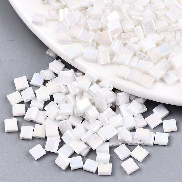 PandaHall 2-Hole Glass Seed Beads, Opaque Colours Rainbow, Rectangle, White, 5x4.5~5.5x2~2.5mm, Hole: 0.5~0.8mm, about 1180pcs/bag Glass...
PandaHall 2-Hole Glass Seed Beads, Opaque Colours Rainbow, Rectangle, White, 5x4.5~5.5x2~2.5mm, Hole: 0.5~0.8mm, about 1180pcs/bag Glass...