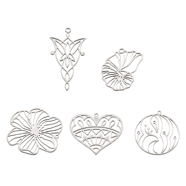 PandaHall 10Pcs 5 Style 201 Stainless Steel Pendants, Laser Cut, Conch/Flat Round/Heart/Flower Charm, Stainless Steel Color...
PandaHall 10Pcs 5 Style 201 Stainless Steel Pendants, Laser Cut, Conch/Flat Round/Heart/Flower Charm, Stainless Steel Color...