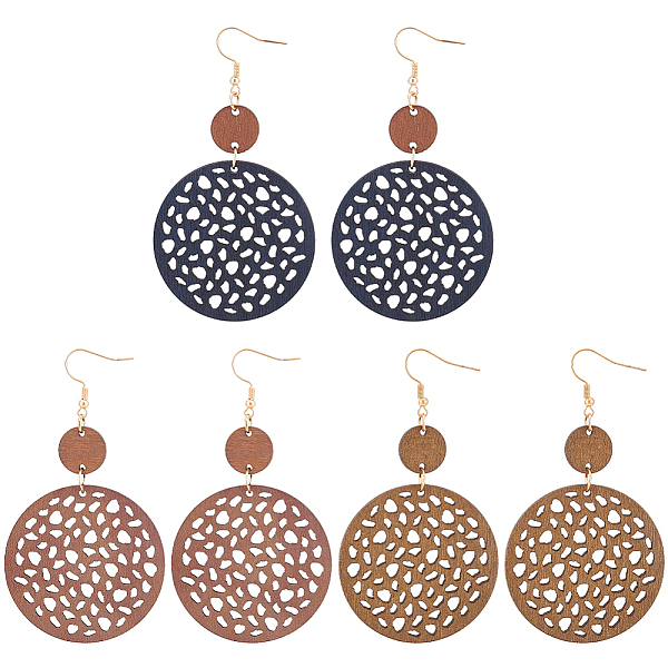 PandaHall ANATTASOUL 3 Pairs 3 Colors Hollow Flat Round Wood Dangle Stud Earrings with Iron Pins for Women, Mixed Color, 89x49.5mm, 1..., Multicolor
PandaHall ANATTASOUL 3 Pairs 3 Colors Hollow Flat Round Wood Dangle Stud Earrings with Iron Pins for Women, Mixed Color, 89x49.5mm, 1..., Multicolor