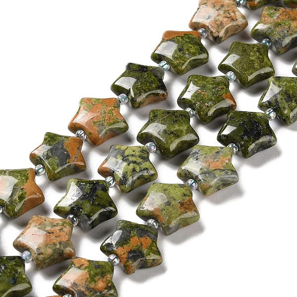 PandaHall Natural Unakite Beads Strands, with Seed Beads, Puffed Star, 14~15.5x15~16x6.5~7mm, Hole: 1mm, about 24~25pcs/strand...
PandaHall Natural Unakite Beads Strands, with Seed Beads, Puffed Star, 14~15.5x15~16x6.5~7mm, Hole: 1mm, about 24~25pcs/strand...