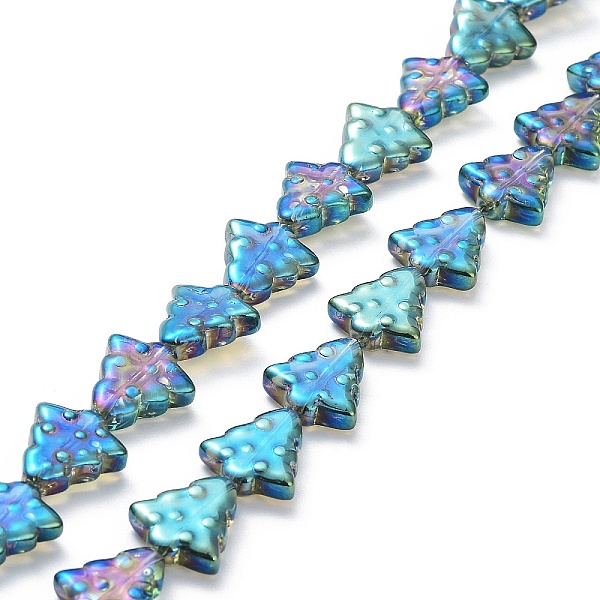 PandaHall Transparent Electroplate Glass Bead Strands, Rainbow Plated, Christmas Trees, Dark Cyan, 15.5~16x14.5~15x4.5~5mm, Hole: 1mm, about...
PandaHall Transparent Electroplate Glass Bead Strands, Rainbow Plated, Christmas Trees, Dark Cyan, 15.5~16x14.5~15x4.5~5mm, Hole: 1mm, about...
