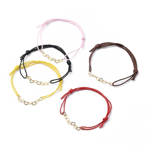 PandaHall Adjustable Brass Heart Link Bracelets, with Chinese Waxed Cotton Cord, Golden, Mixed Color, Inner Diameter: 1-3/4~3-1/4 inch..., Multicolor
PandaHall Adjustable Brass Heart Link Bracelets, with Chinese Waxed Cotton Cord, Golden, Mixed Color, Inner Diameter: 1-3/4~3-1/4 inch..., Multicolor