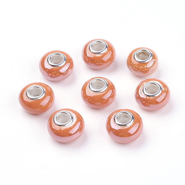 PandaHall Handmade Porcelain European Beads for Jewelry Making, with Silver Color Brass Double Cores, Rondelle, Orange Red, 15x11mm, Hole...
PandaHall Handmade Porcelain European Beads for Jewelry Making, with Silver Color Brass Double Cores, Rondelle, Orange Red, 15x11mm, Hole...