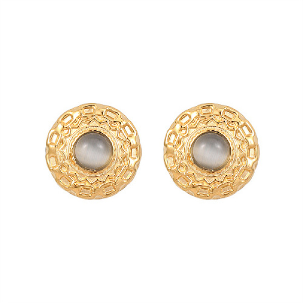 PandaHall Cat Eye Flat Round Stud Earrings, Golden 304 Stainless Steel Earrings, 22mm Cat Eye Flat Round
PandaHall Cat Eye Flat Round Stud Earrings, Golden 304 Stainless Steel Earrings, 22mm Cat Eye Flat Round
