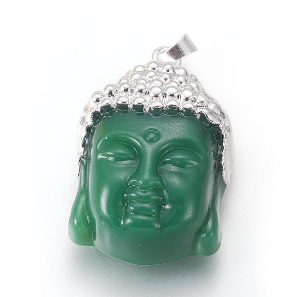 PandaHall Glass Pendants, with Brass Findings, Buddha Head, Silver Color Plated, Green, 40x26.5x16.5mm, Hole: 5x8mm Brass+Glass Human Green
PandaHall Glass Pendants, with Brass Findings, Buddha Head, Silver Color Plated, Green, 40x26.5x16.5mm, Hole: 5x8mm Brass+Glass Human Green