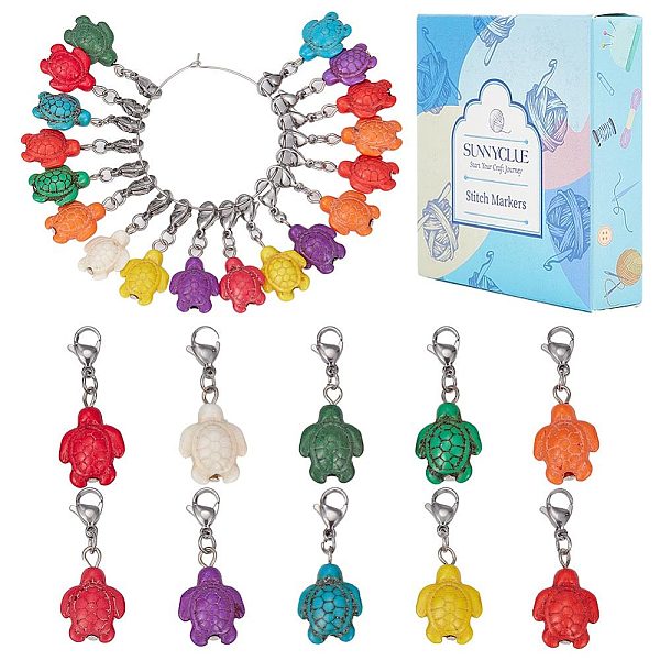 PandaHall SUNNYCLUE Synthetic Turquoise Tortoise Locking Stitch Markers, with 304 Stainless Steel Lobster Claw Clasp Stitch Marker, Mixed..., Multicolor
PandaHall SUNNYCLUE Synthetic Turquoise Tortoise Locking Stitch Markers, with 304 Stainless Steel Lobster Claw Clasp Stitch Marker, Mixed..., Multicolor