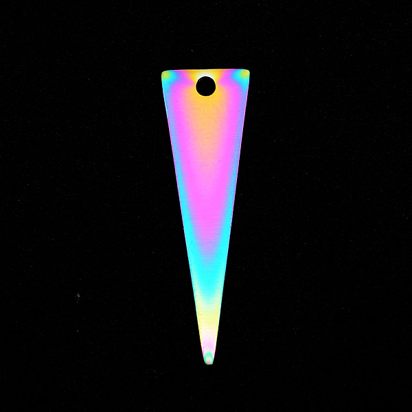PandaHall 201 Stainless Steel Pendants, Laser Cut, Triangle, Rainbow Color, 25x7x1mm, Hole: 1.6mm 201 Stainless Steel Triangle
PandaHall 201 Stainless Steel Pendants, Laser Cut, Triangle, Rainbow Color, 25x7x1mm, Hole: 1.6mm 201 Stainless Steel Triangle