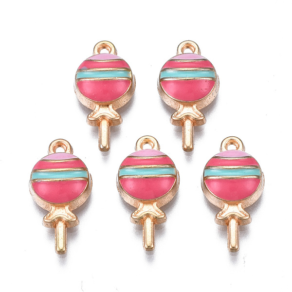 PandaHall Rack Plating Alloy Enamel Pendants, Light Gold, Cadmium Free & Nickel Free & Lead Free, Lollipop, Cerise, 17x8.5x4mm, Hole: 1mm..., Red
PandaHall Rack Plating Alloy Enamel Pendants, Light Gold, Cadmium Free & Nickel Free & Lead Free, Lollipop, Cerise, 17x8.5x4mm, Hole: 1mm..., Red