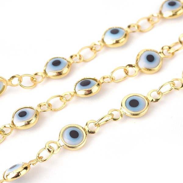 PandaHall Handmade Evil Eye Lampwork Link Chains, Soldered, with Brass Findings, with Spool, Long-Lasting Plated, Flat Round, Golden, White...
PandaHall Handmade Evil Eye Lampwork Link Chains, Soldered, with Brass Findings, with Spool, Long-Lasting Plated, Flat Round, Golden, White...