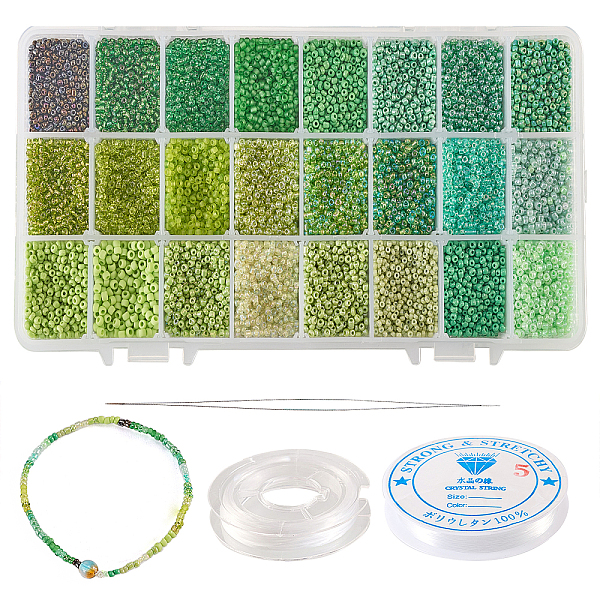 PandaHall 480g 24 Colors 12/0 Glass Round Seed Beads, Silver Lined Round Hole, with 1Pc Beading Needles and 2 Rolls Elastic Crystal Thread..., Green
PandaHall 480g 24 Colors 12/0 Glass Round Seed Beads, Silver Lined Round Hole, with 1Pc Beading Needles and 2 Rolls Elastic Crystal Thread..., Green